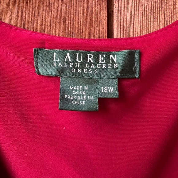 Ralph Lauren Deep Rose Red Long Sleeve Elegant Essentials Dress in Women's 18W - Picture 3 of 9